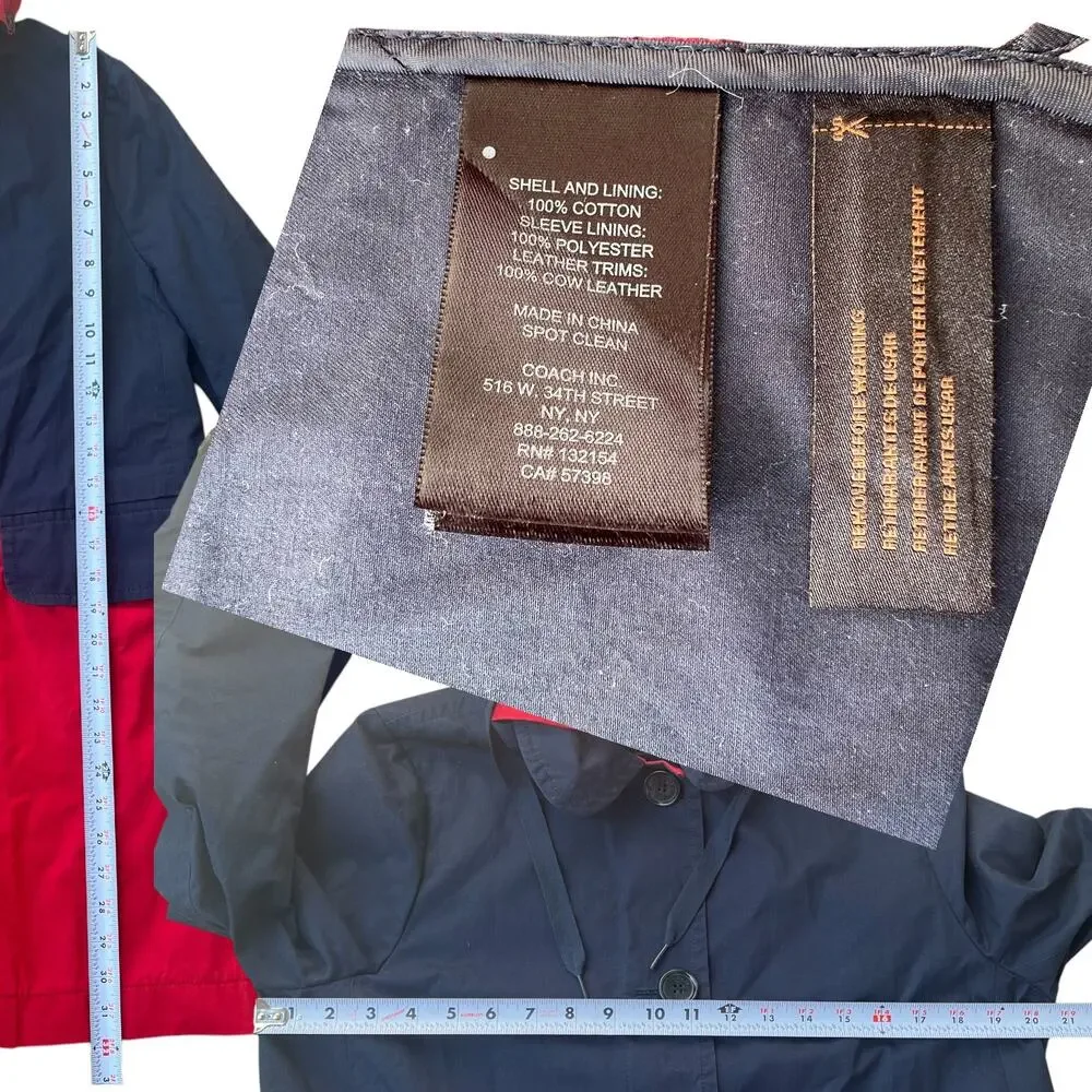 Coach 100% Cotton Colorblock Hooded Jacket Coat Sz M As-is